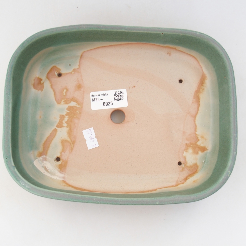 Keramická bonsai miska 22,5 x 17,5 x 5,5 cm, barva zelená