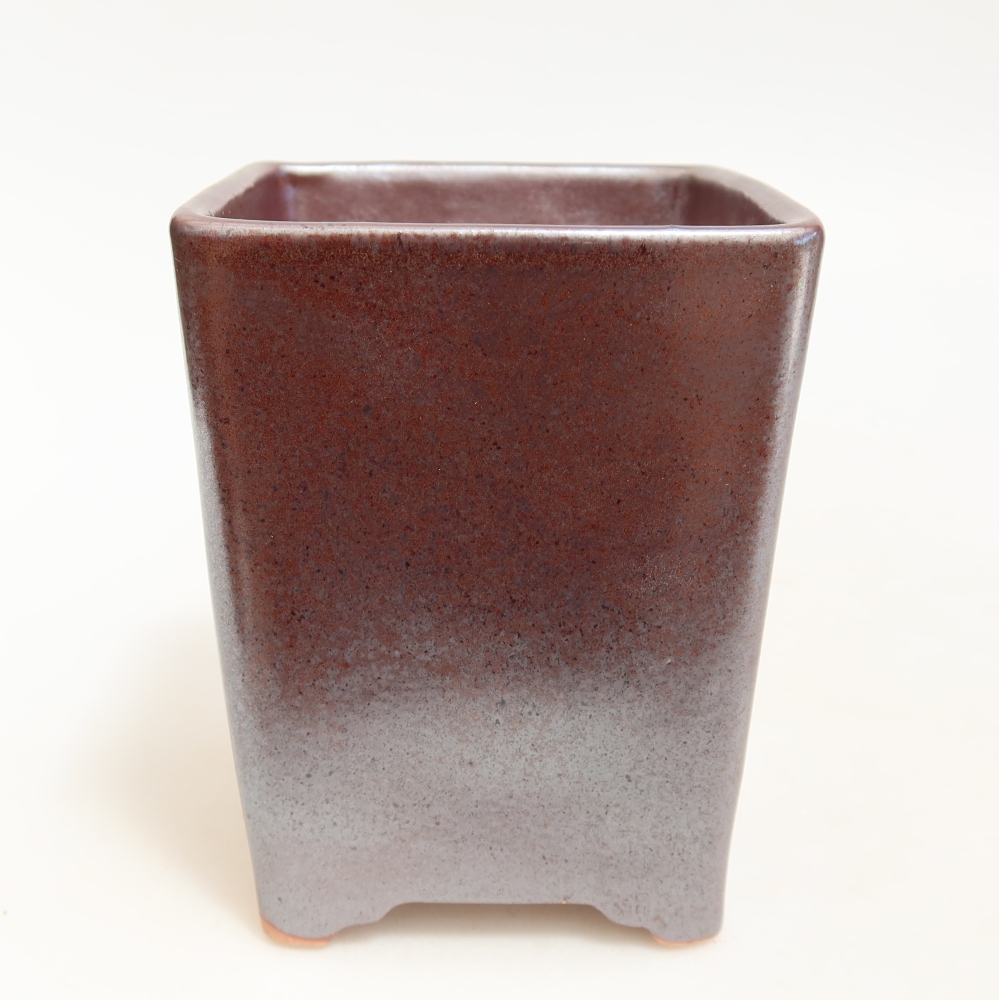 Keramická bonsai miska 9 x 9 x 11 cm, barva kovová