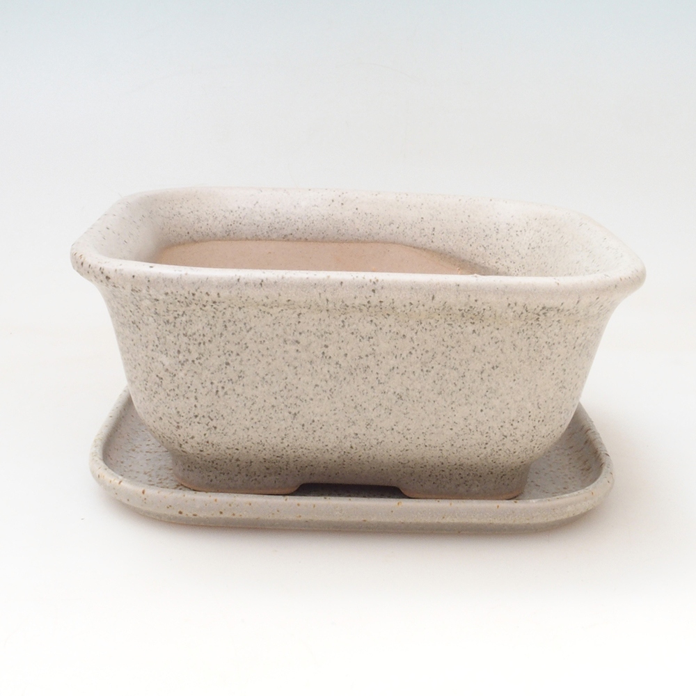 Bonsai miska + podmiska H38 - 12x10x5,5 cm. - bežová