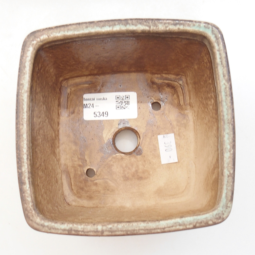Keramická bonsai miska 13 x 13 x 8 cm, barva zelená