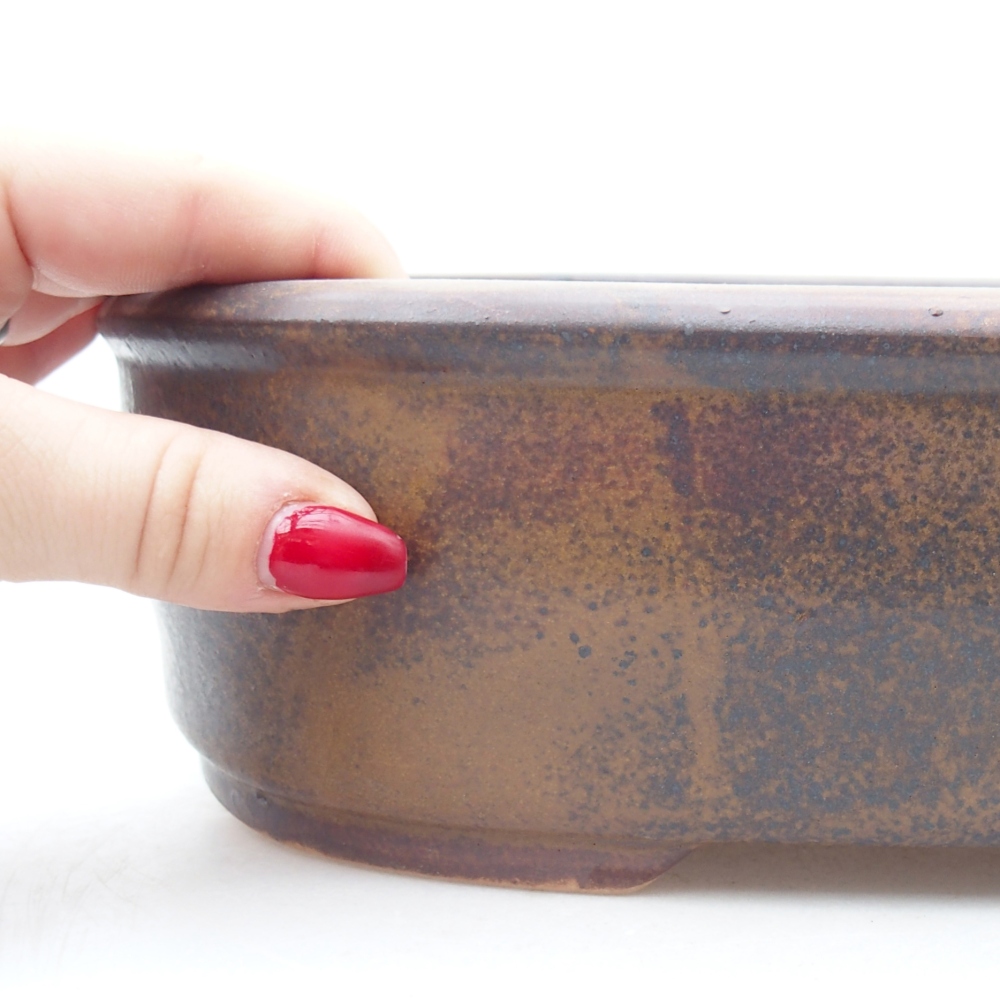 Keramická bonsai miska 32 x 25 x 7,5 cm, barva hnědá