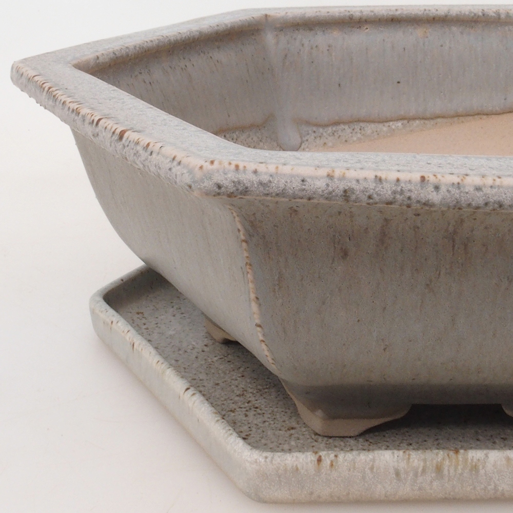 Bonsai miska + podmiska H53 - 19 x 21,5 x 7 cm. - béžová