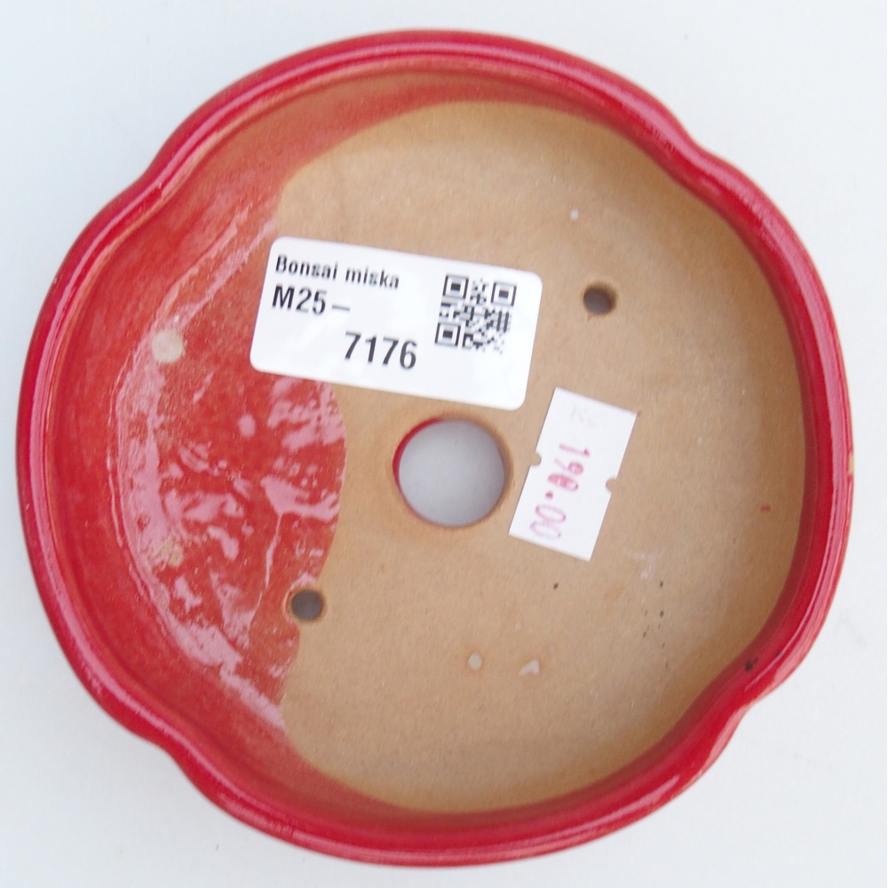 Keramická bonsai miska 11 x 11 x 3 cm, barva červená