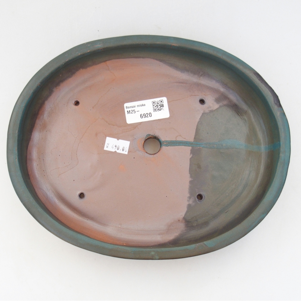 Keramická bonsai miska 24 x 19,5 x 4 cm, barva modrá