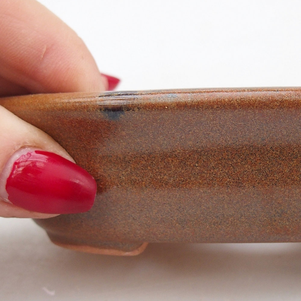 Keramická bonsai miska 12 x 10 x 3 cm, barva hnědá