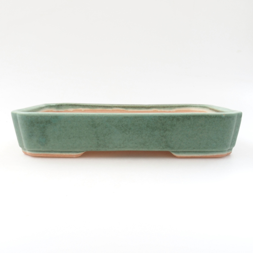 Keramická bonsai miska 18 x 13 x 3,5 cm, barva zelená