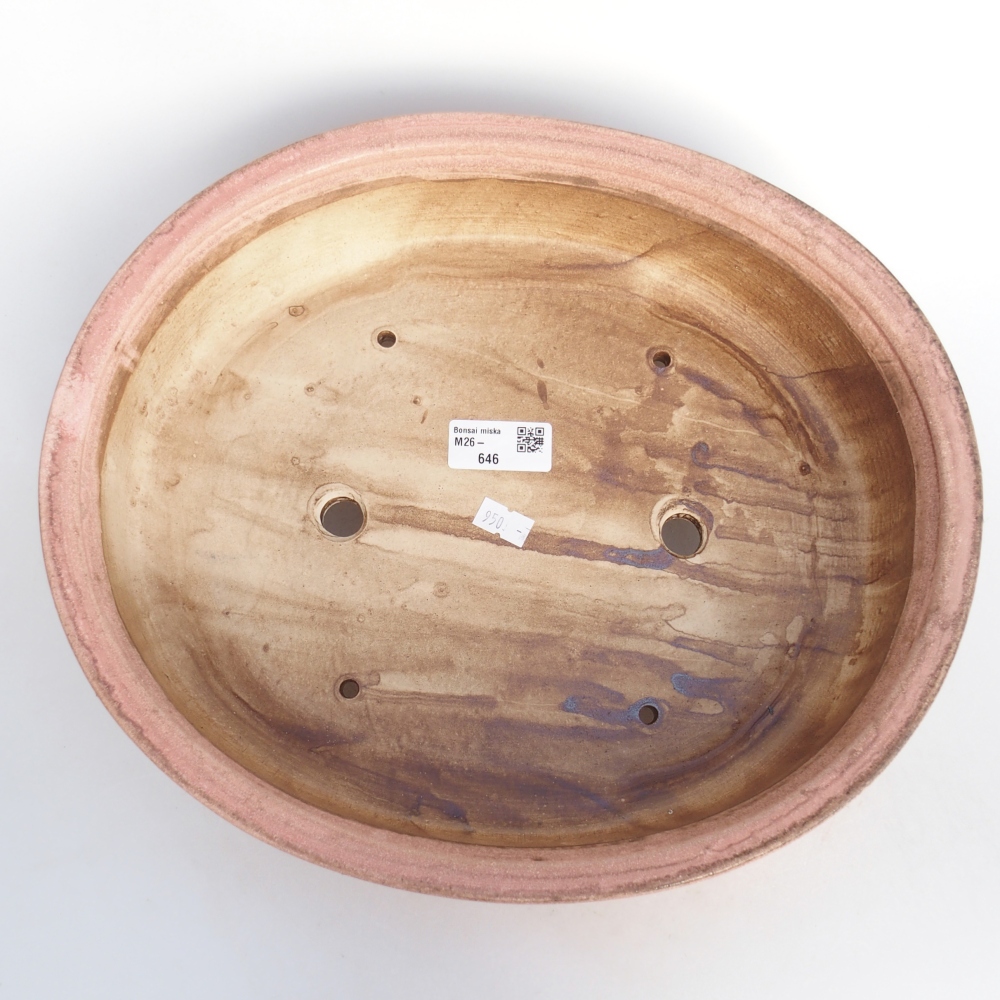 Keramická bonsai miska 32,5 x 28,5 x 7,5 cm, barva růžová