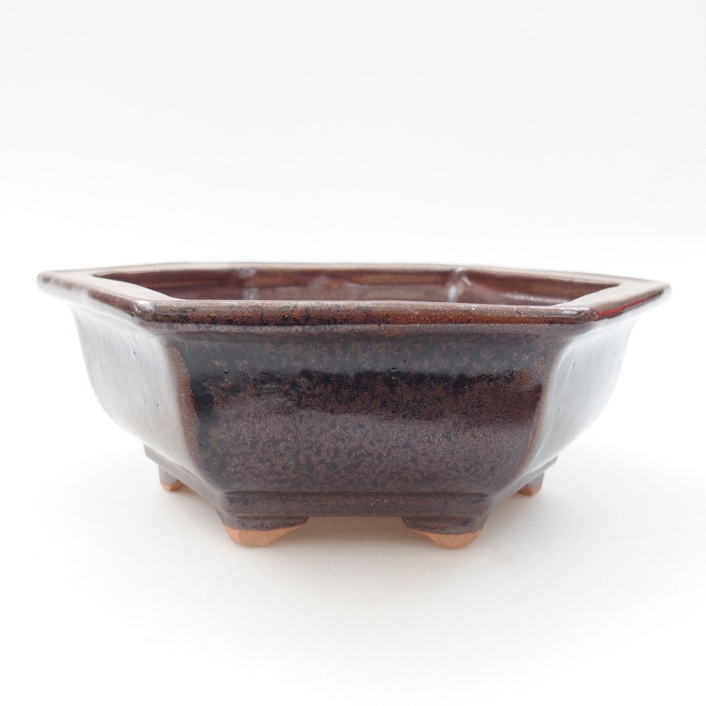 Keramická bonsai miska 17 x 15 x 6 cm, barva hnědá
