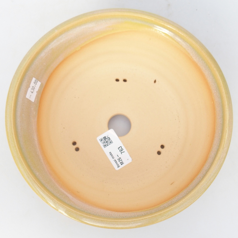 Keramická bonsai miska 20,5 x 20,5 x 7 cm, barva žlutozelená