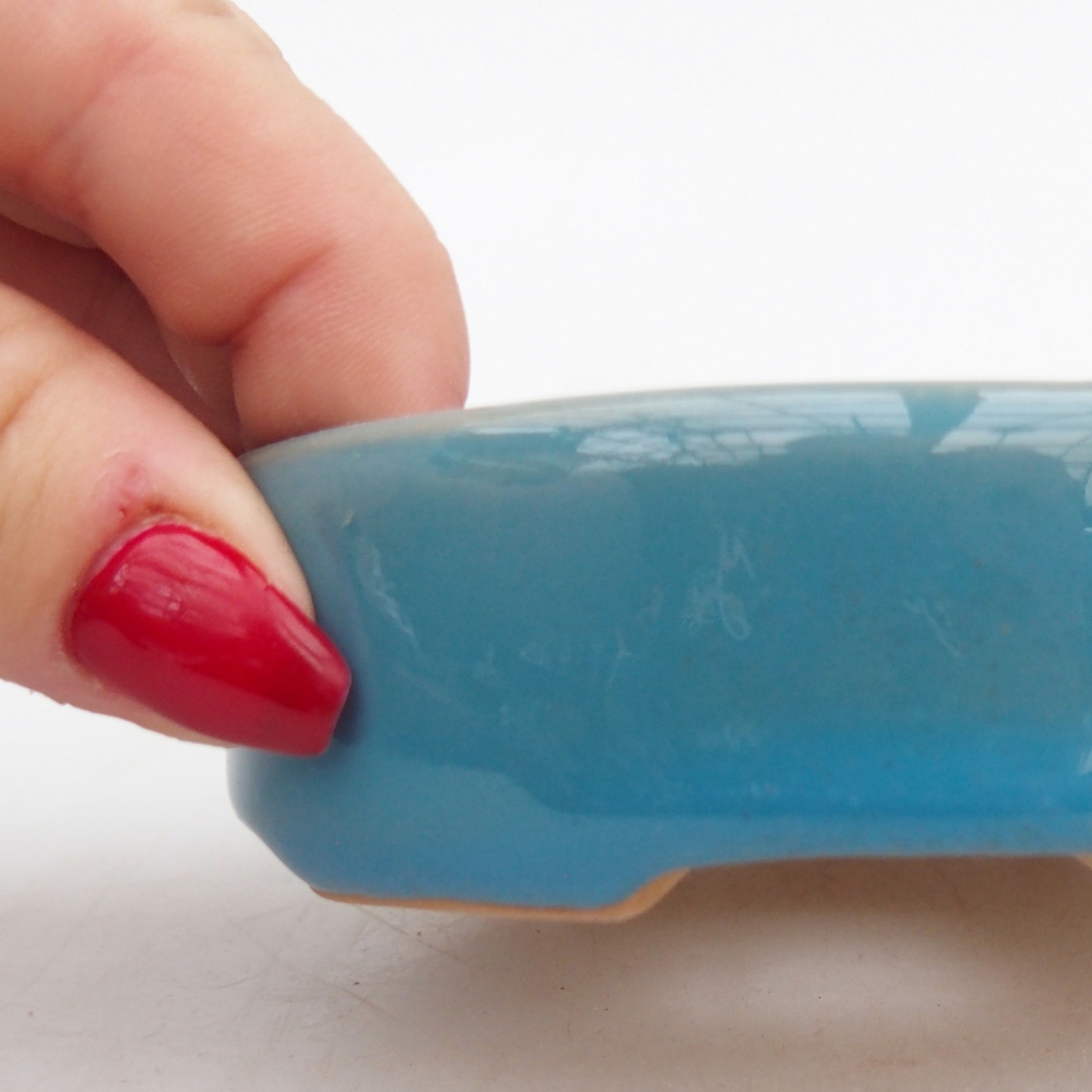 Keramická bonsai miska 9,5 x 8 x 3 cm, barva modrá