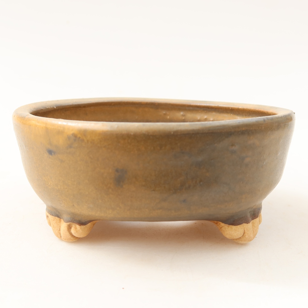 Keramická bonsai miska 10,5 x 10,5 x 4 cm, barva hnědá