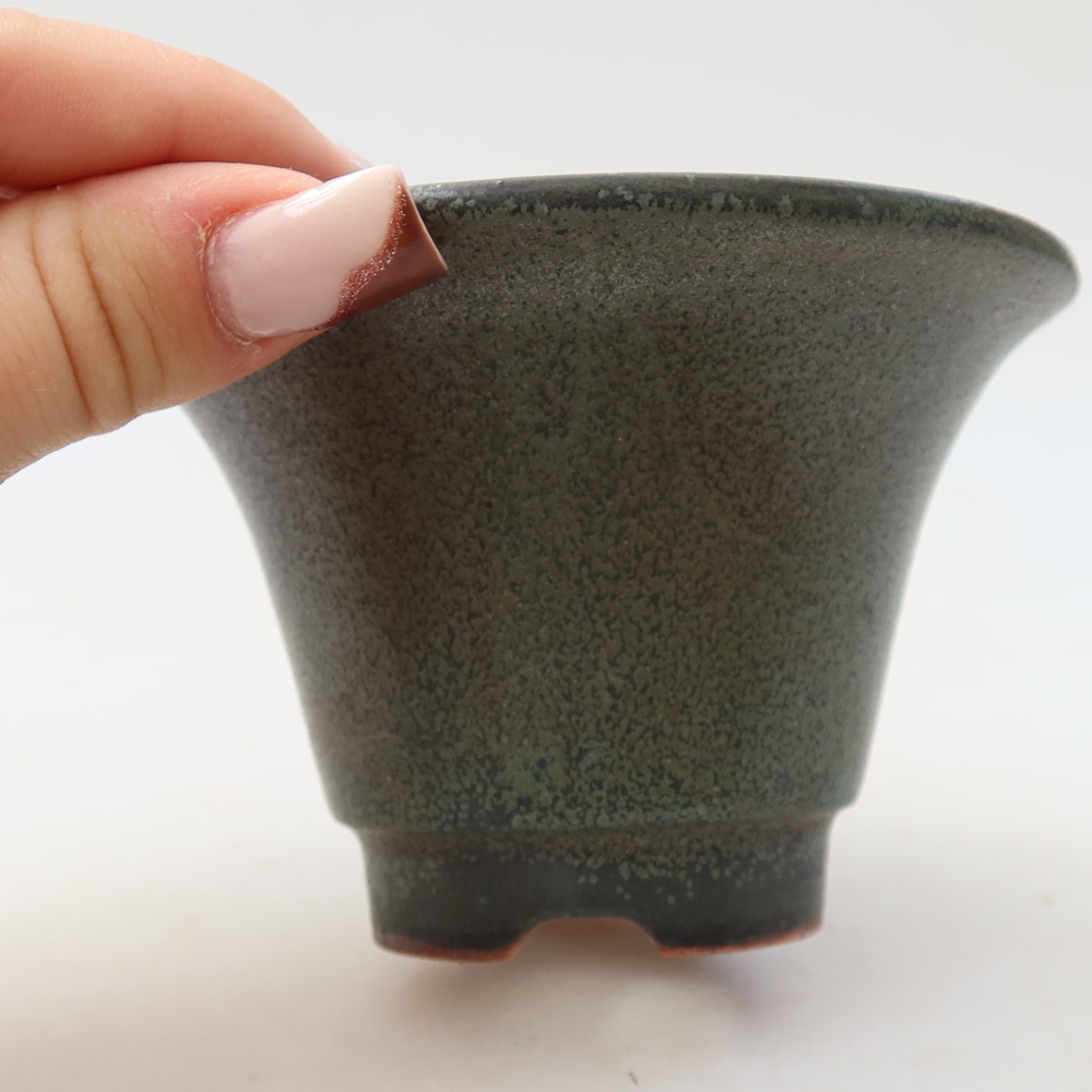 Keramická bonsai miska 10,5 x 10,5 x 7 cm, barva šedá