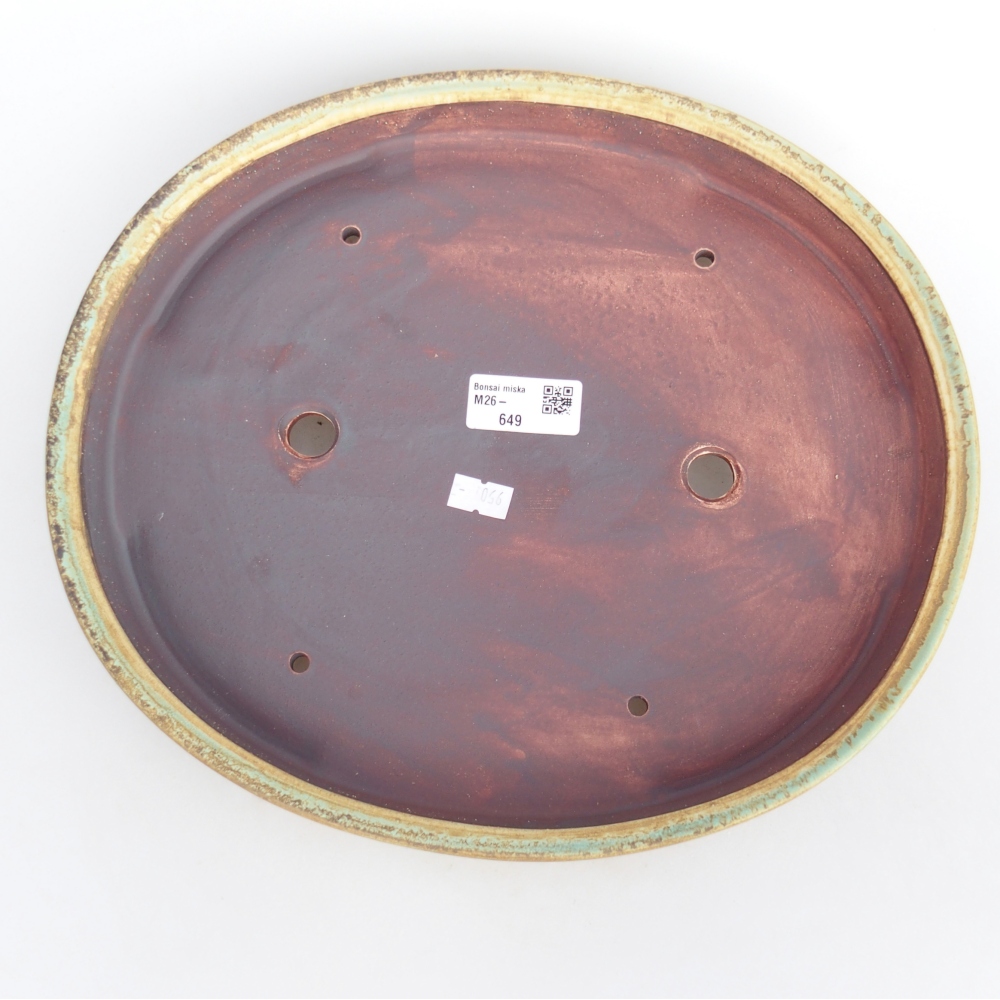 Keramická bonsai miska 31 x 27 x 4,5 cm, barva zelená