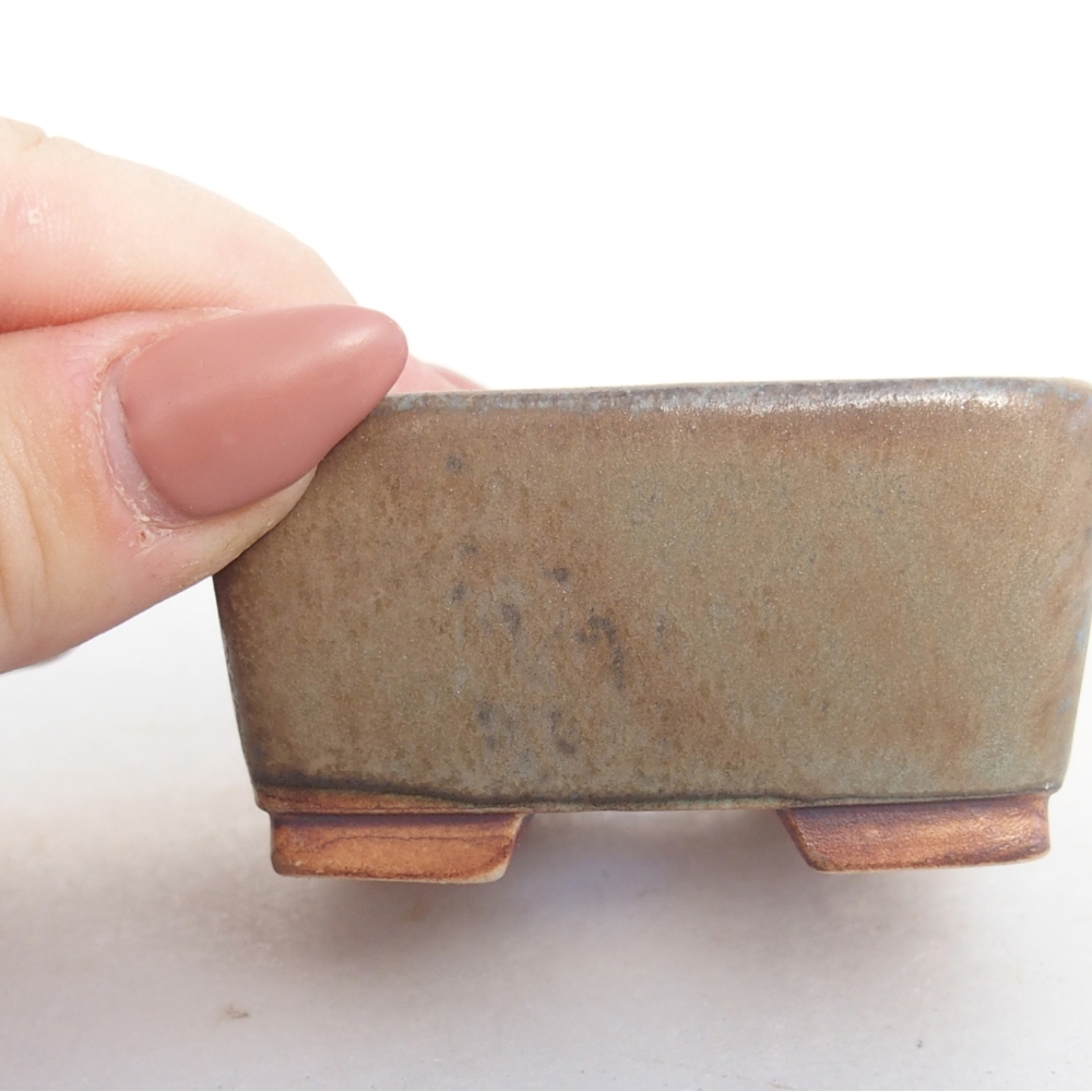 Keramická bonsai miska 6 x 6 x 3 cm, barva hnědá