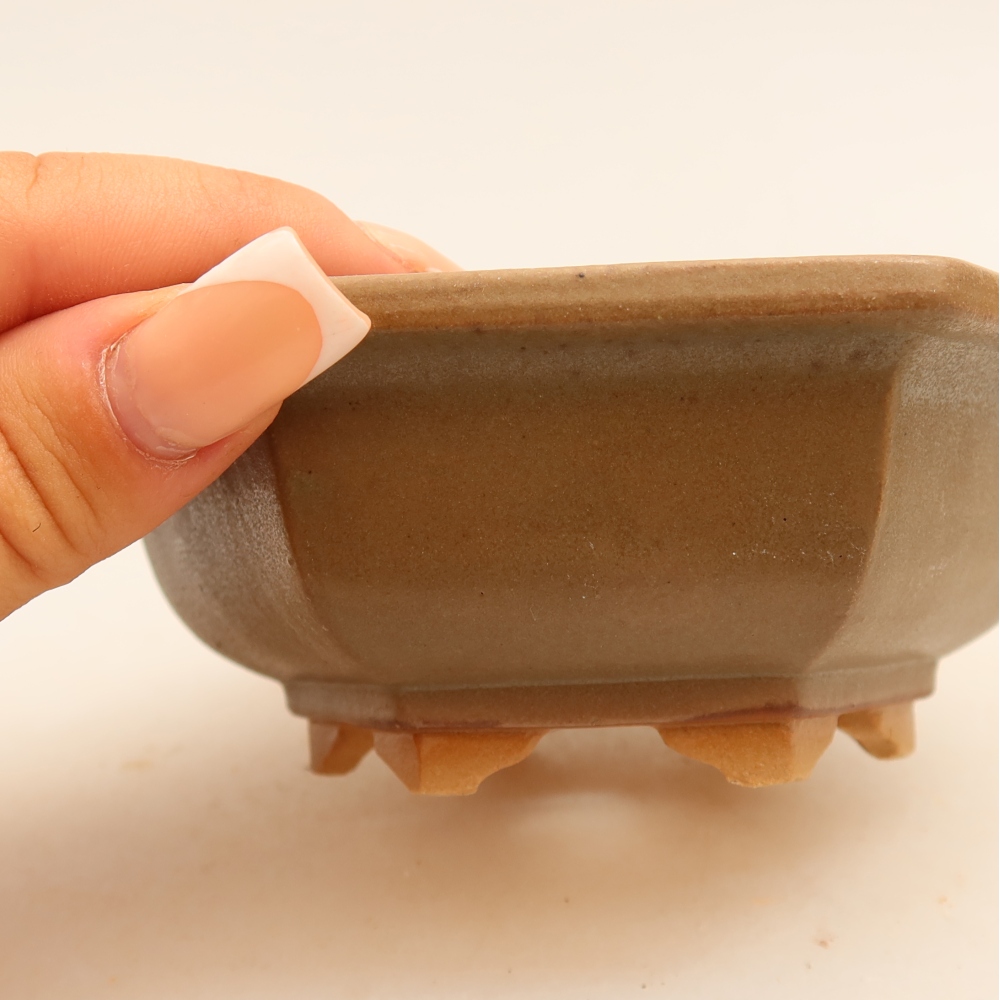 Keramická bonsai miska 12 x 10,5 x 4 cm, barva šedá