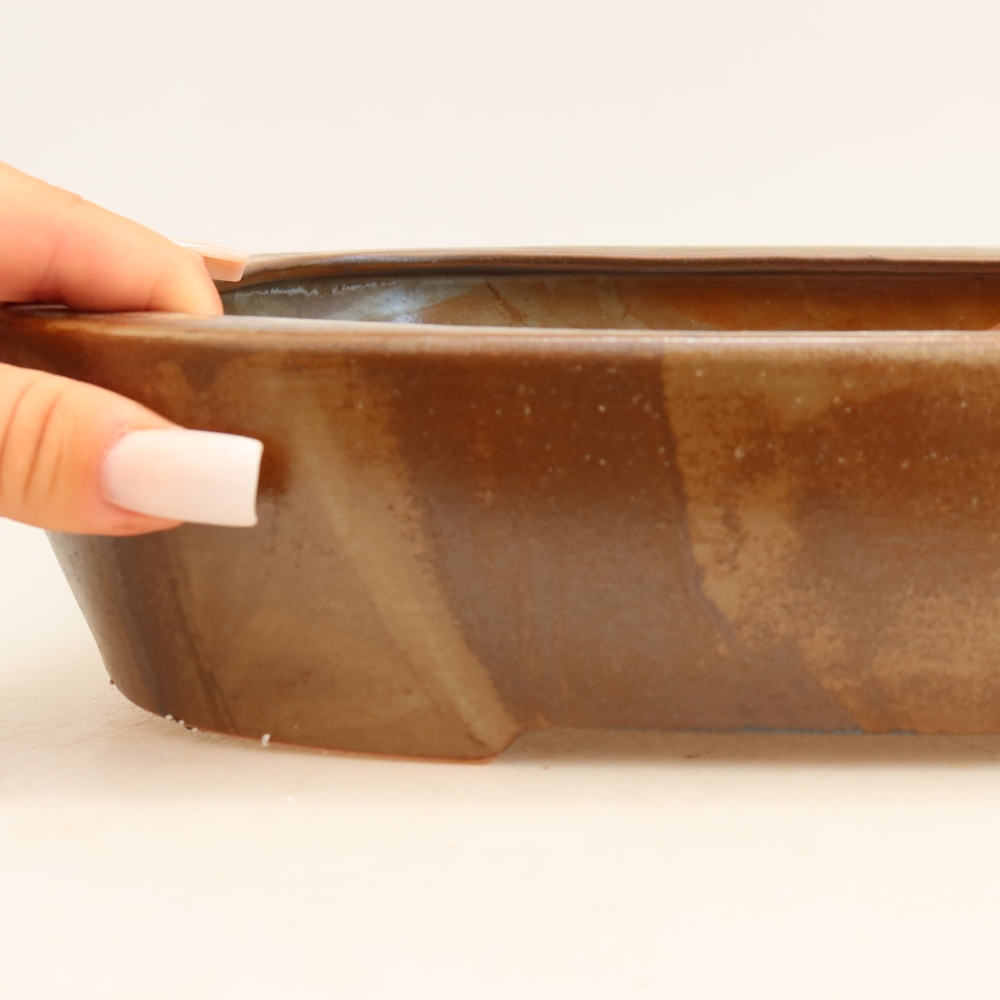 Keramická bonsai miska 32 x 24,5 x 6,5 cm, barva hnědá