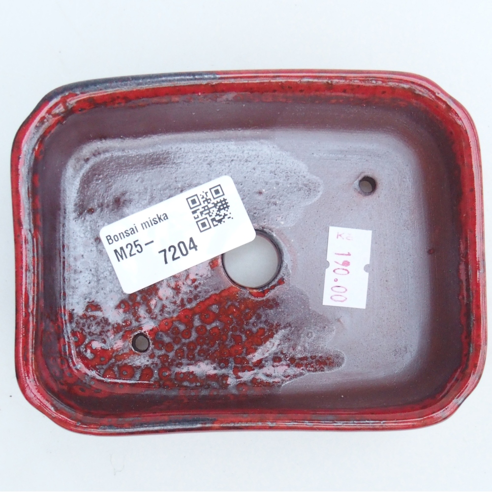 Keramická bonsai miska 12 x 9 x 3 cm, barva červená
