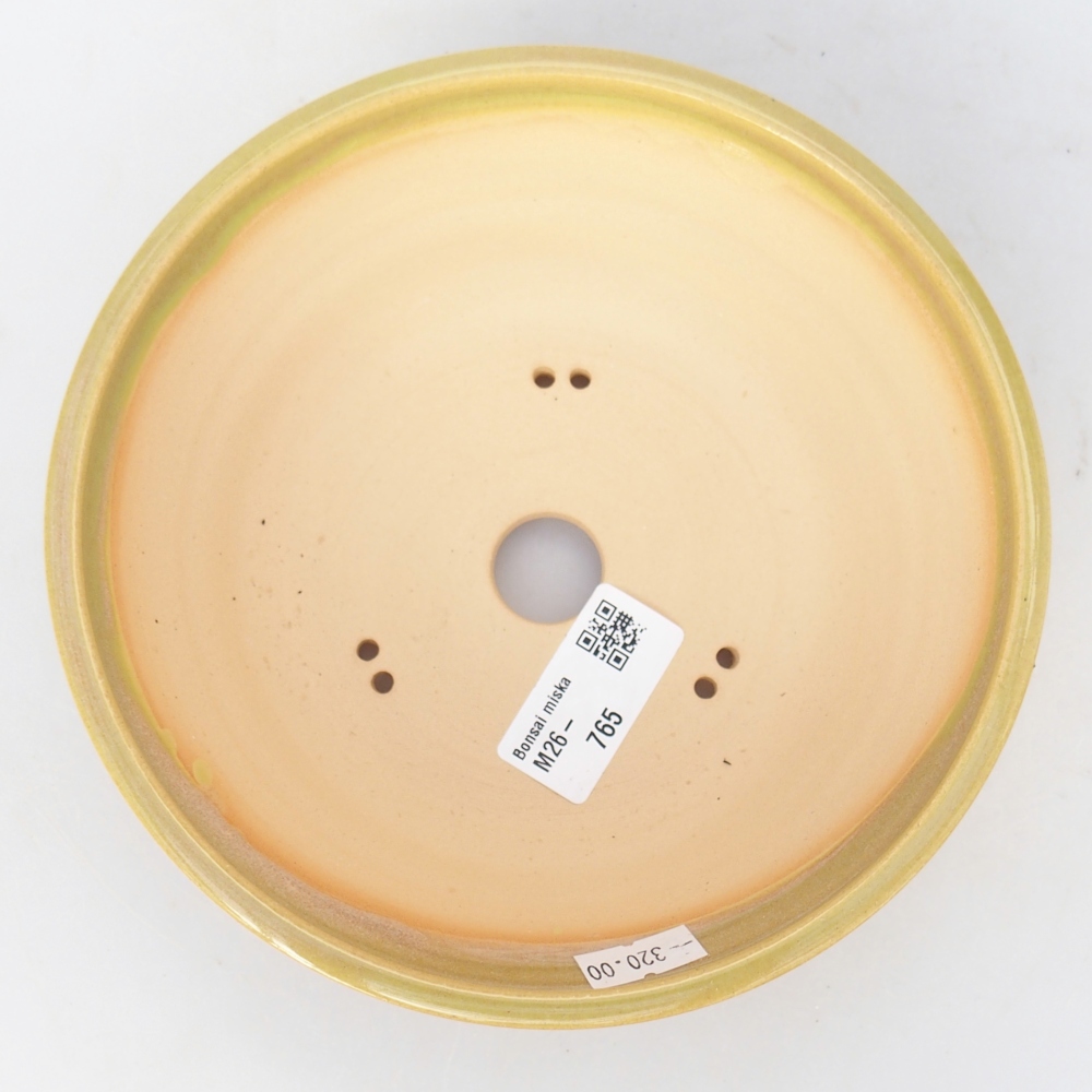 Keramická bonsai miska 17 x 17 x 5,5 cm, barva žlutozelená