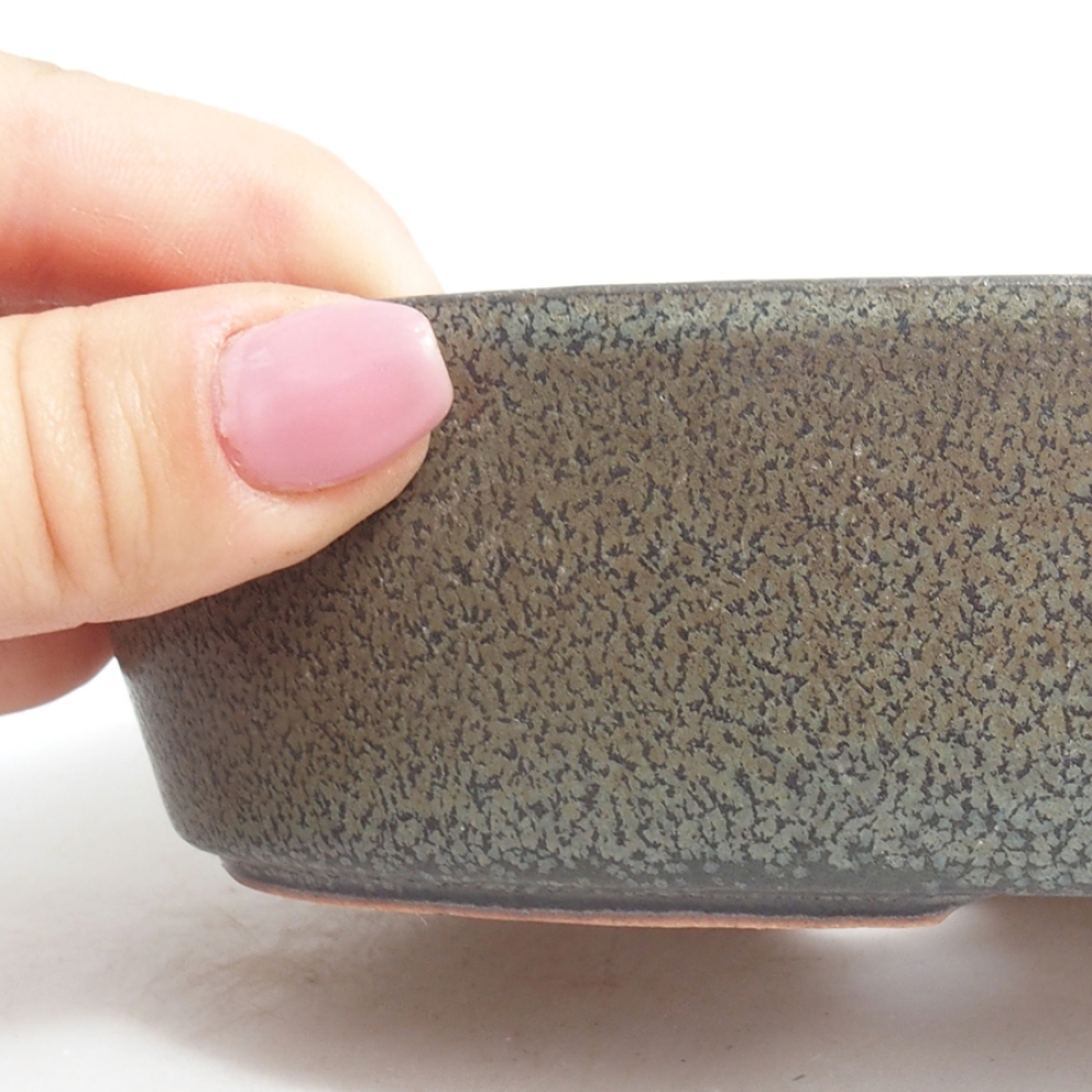 Keramická bonsai miska 16,5 x 11 x 4 cm, barva šedá
