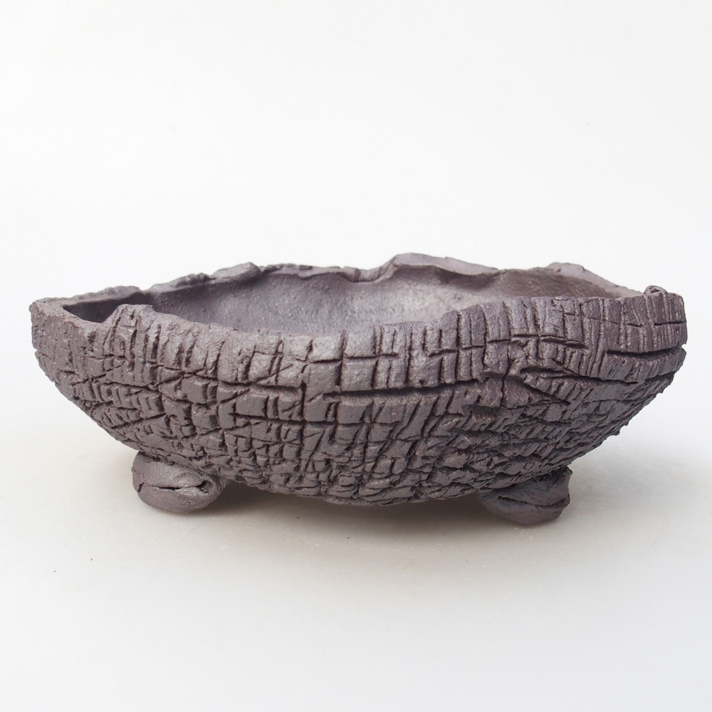 Keramická bonsai miska 17 x 16 x 6 cm, barva kovová