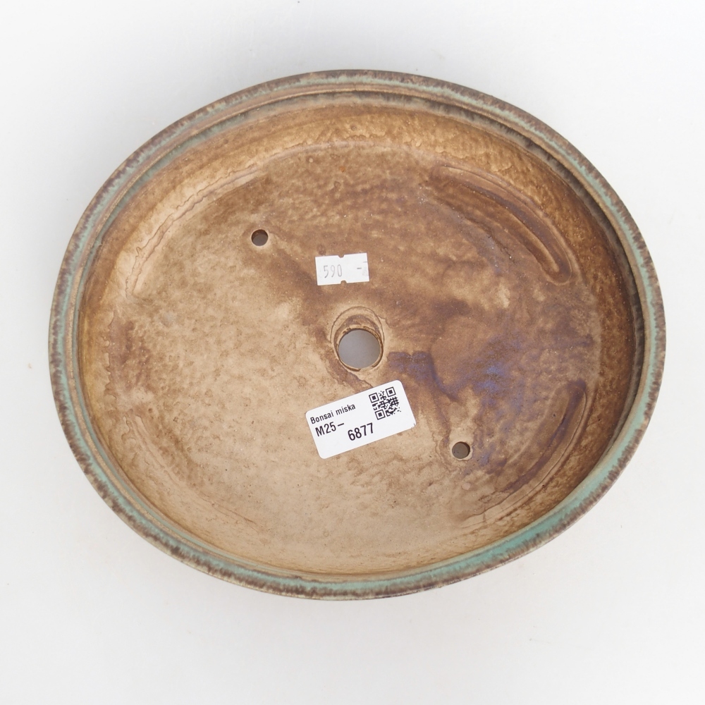 Keramická bonsai miska 22,5 x 20 x 4,5 cm, barva zelená
