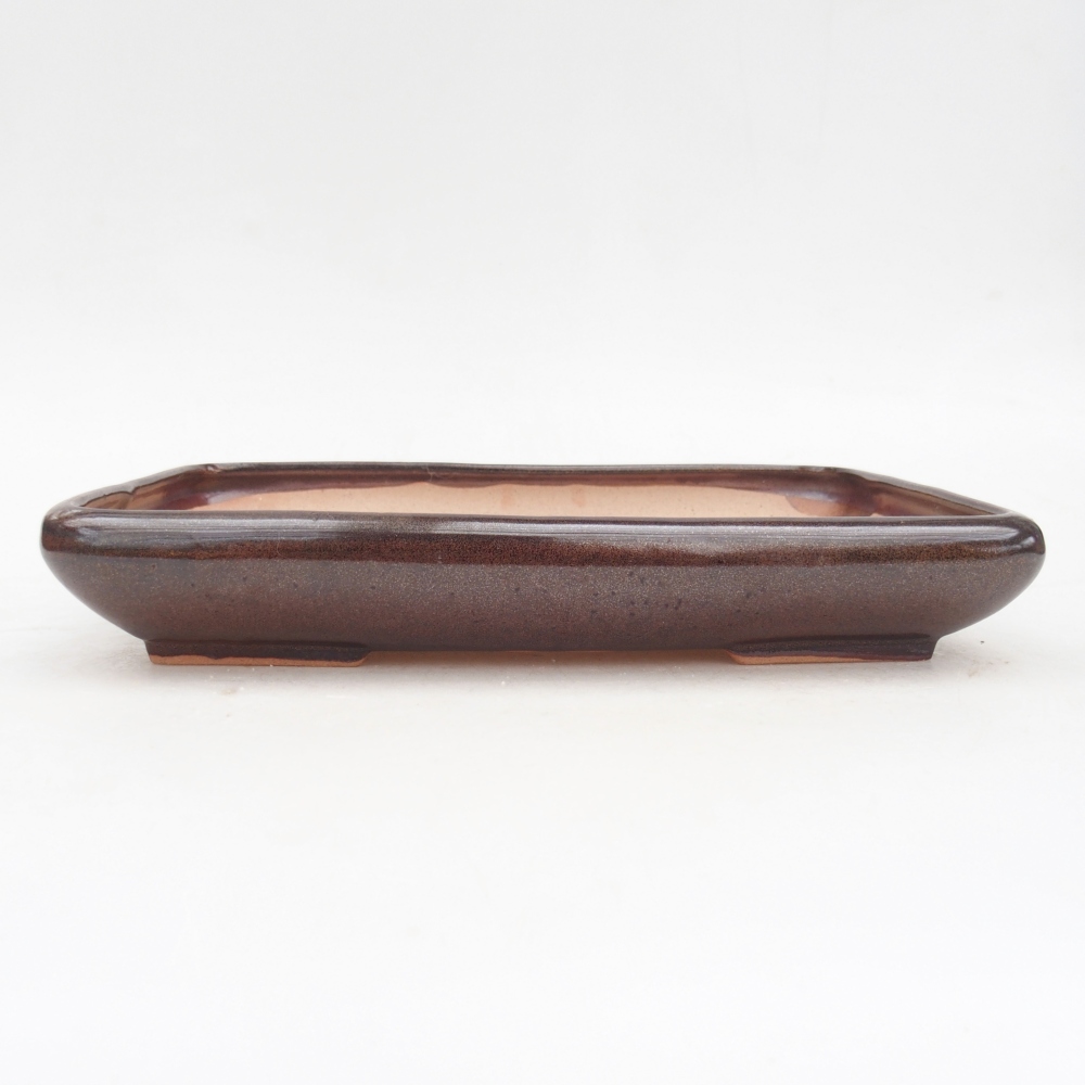 Keramická bonsai miska 24 x 17,5 x 4 cm, barva hnědá