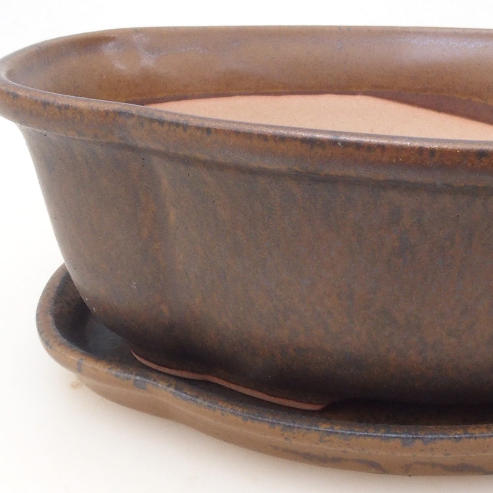 Bonsai miska + podmiska H75 - hnědá