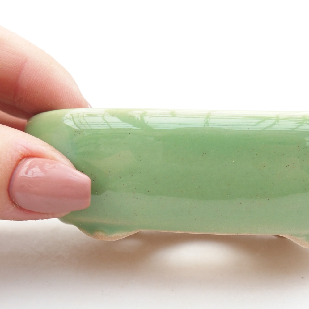 Keramická bonsai miska 9 x 6,5 x 3 cm, barva zelená