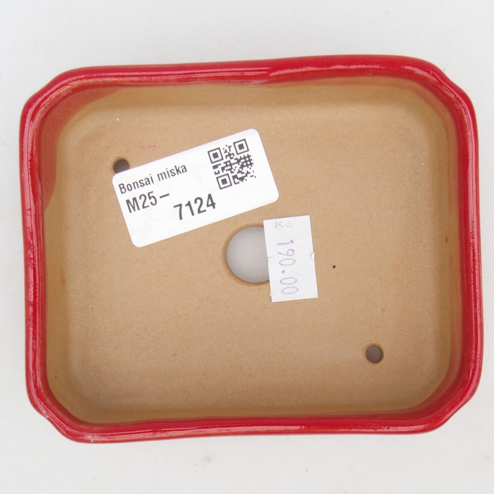 Keramická bonsai miska 11 x 9 x 3 cm, barva červená
