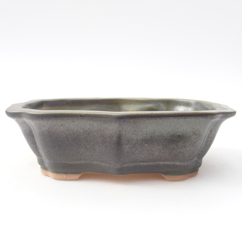 Keramická bonsai miska 15,5 x 11 x 4,5 cm, barva kovovozelená