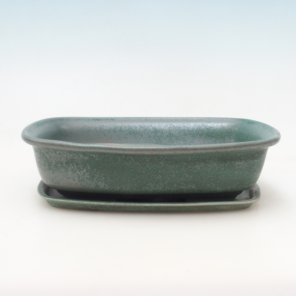 Bonsai miska + podmiska H08 - 25 x 19,5 x 6 cm. - zelená