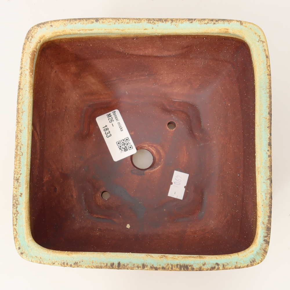 Keramická bonsai miska 16,5 x 16,5 x 9,5 cm, barva zelená