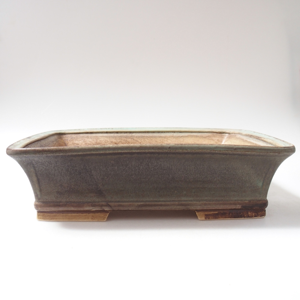 Keramická bonsai miska 29 x 24 x 8 cm, barva zelená