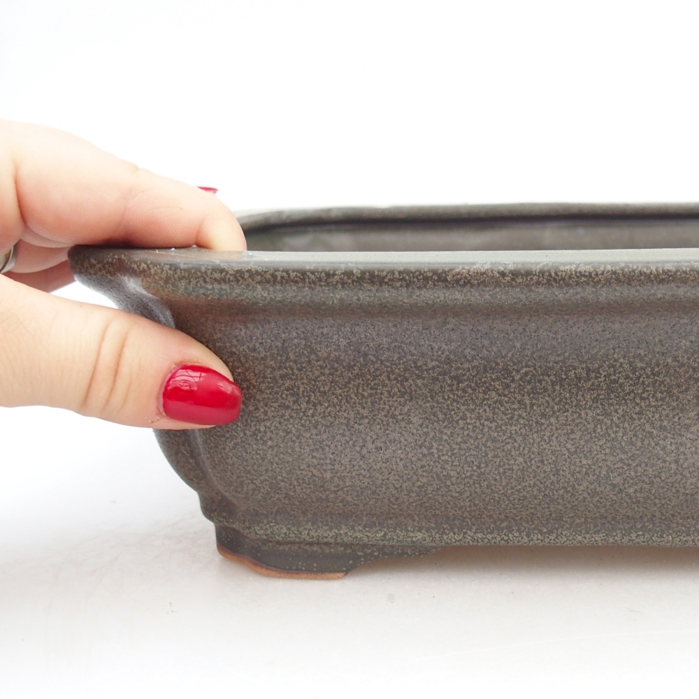 Keramická bonsai miska 27,5 x 22 x 7 cm, barva šedá