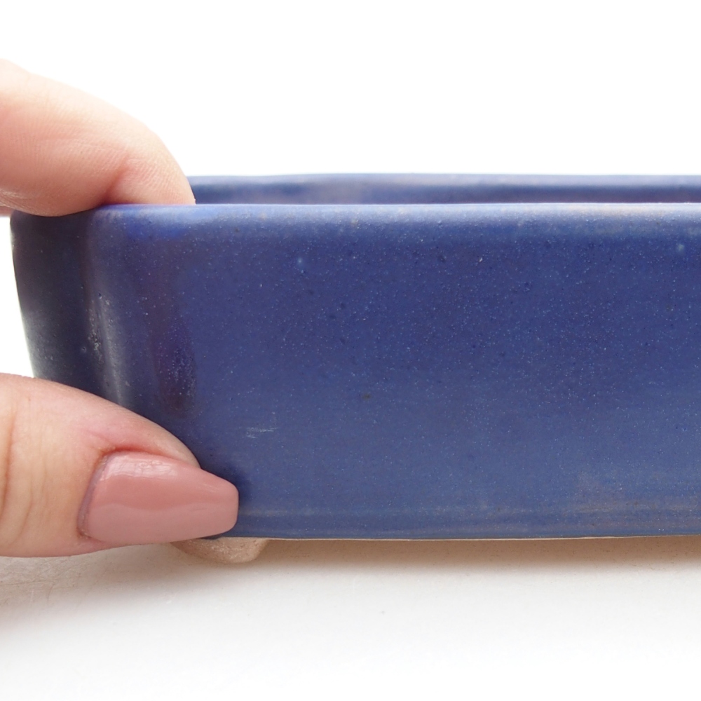 Keramická bonsai miska 15,5 x 11,5 x 4 cm, barva modrá