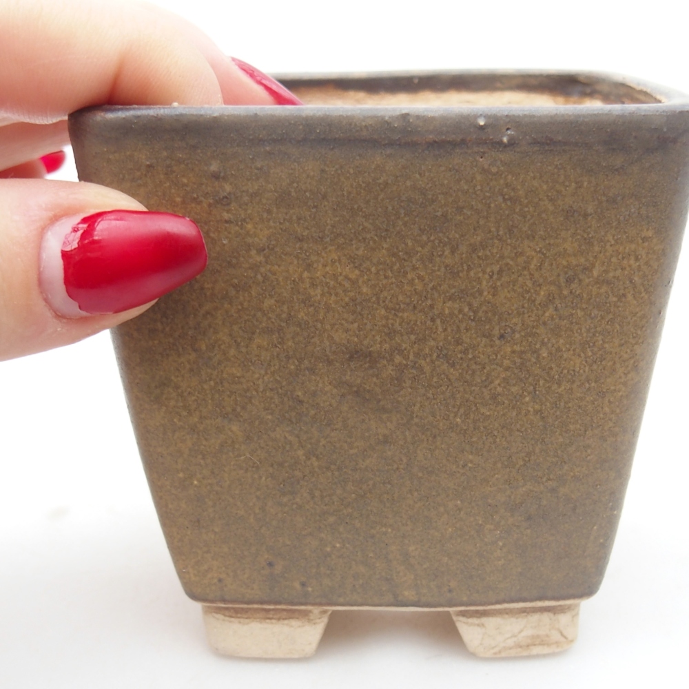 Keramická bonsai miska 7,5 x 7,5 x 7,5 cm, barva hnědá
