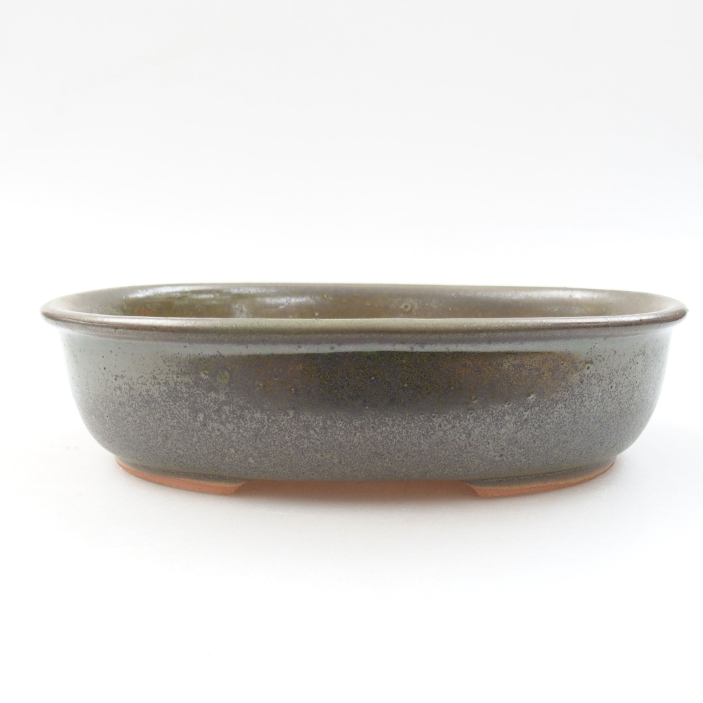Keramická bonsai miska 19 x 14,5 x 4,5 cm, barva zelená