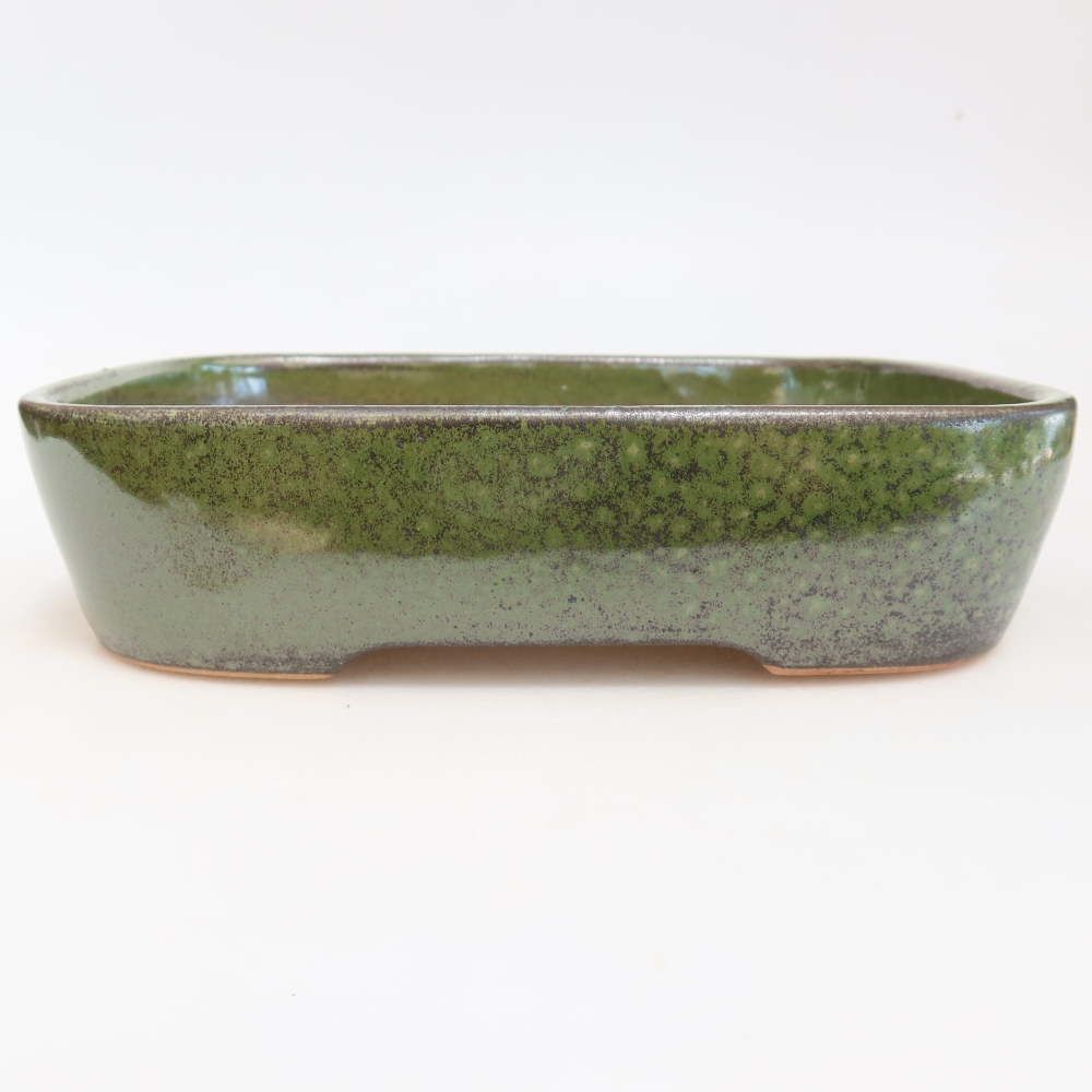 Keramická bonsai miska 23 x 18 x 5,5 cm, barva zelená