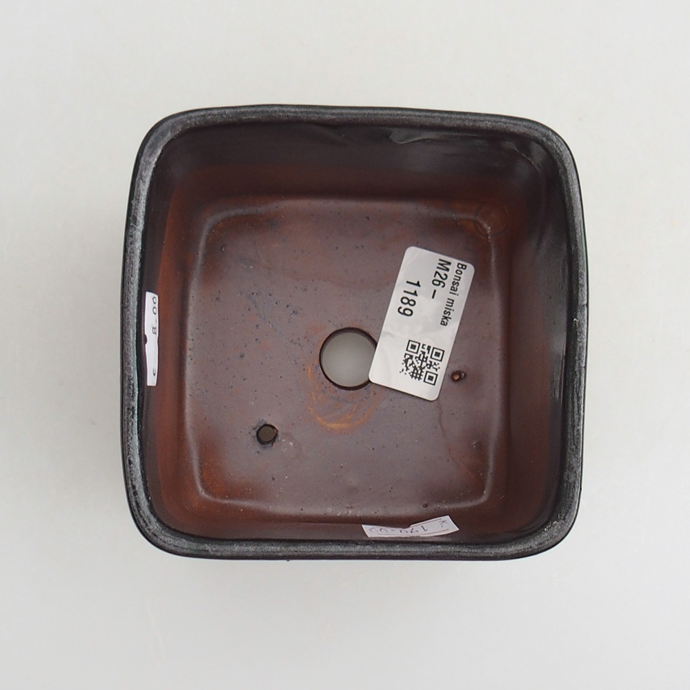 Keramická bonsai miska 10 x 10 x 8 cm, barva zelená