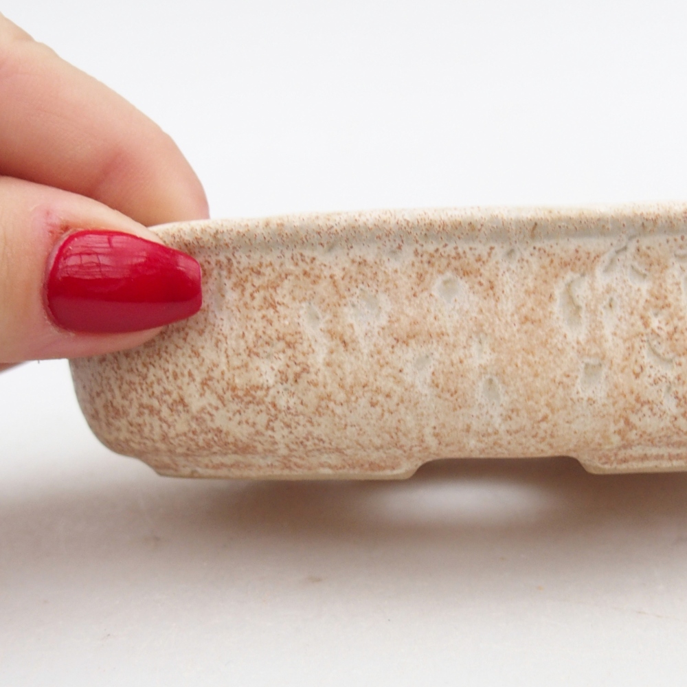 Keramická bonsai miska 12 x 8,5 x 3 cm, barva béžová