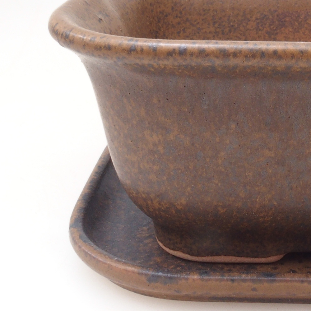 Bonsai miska + podmiska H38 - 12x10x5,5 cm. - hnědá