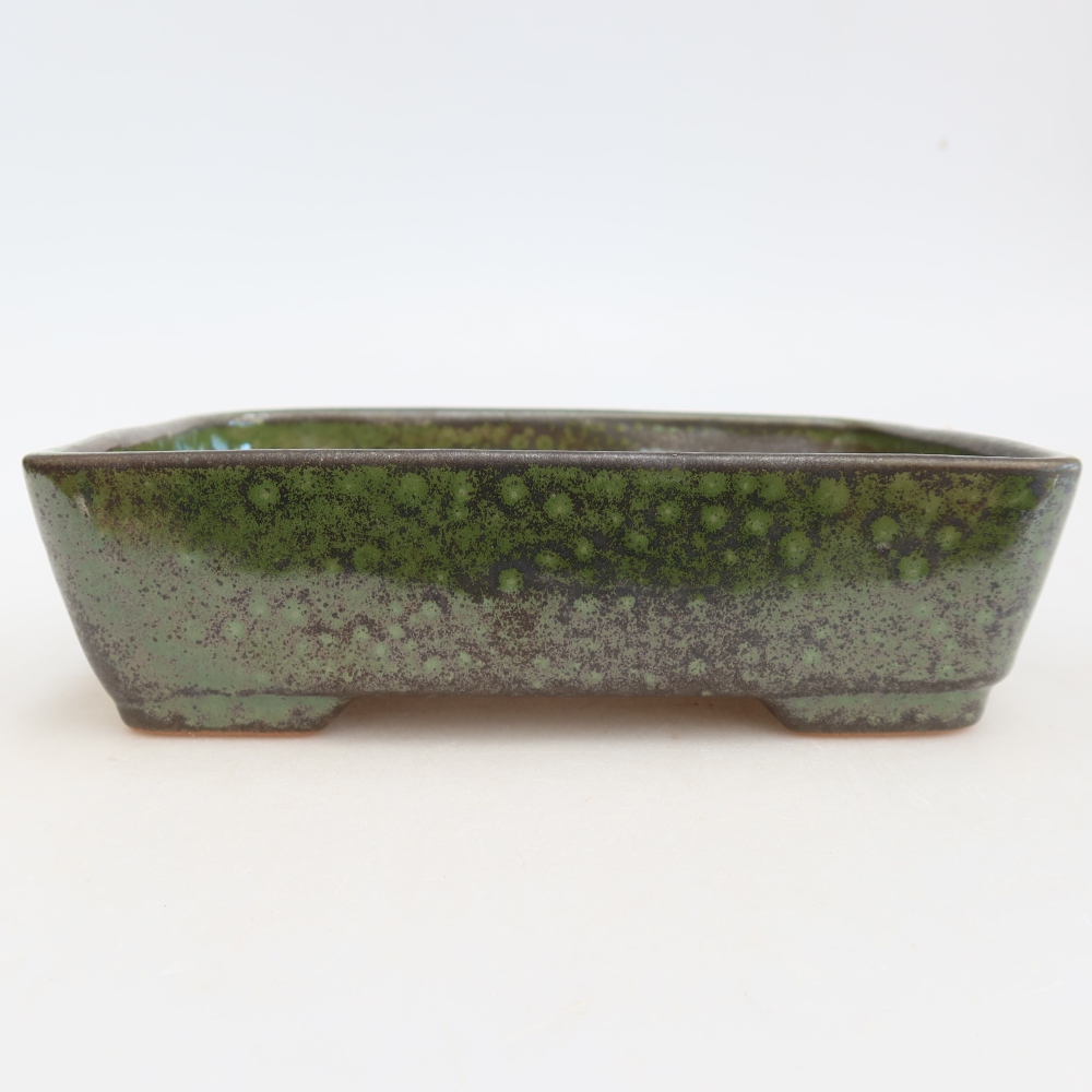 Keramická bonsai miska 18 x 13 x 5 cm, barva zelená