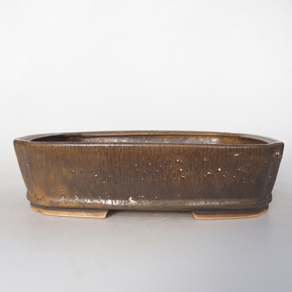 Keramická bonsai miska 24 x 21 x 6,5 cm, barva hnědá