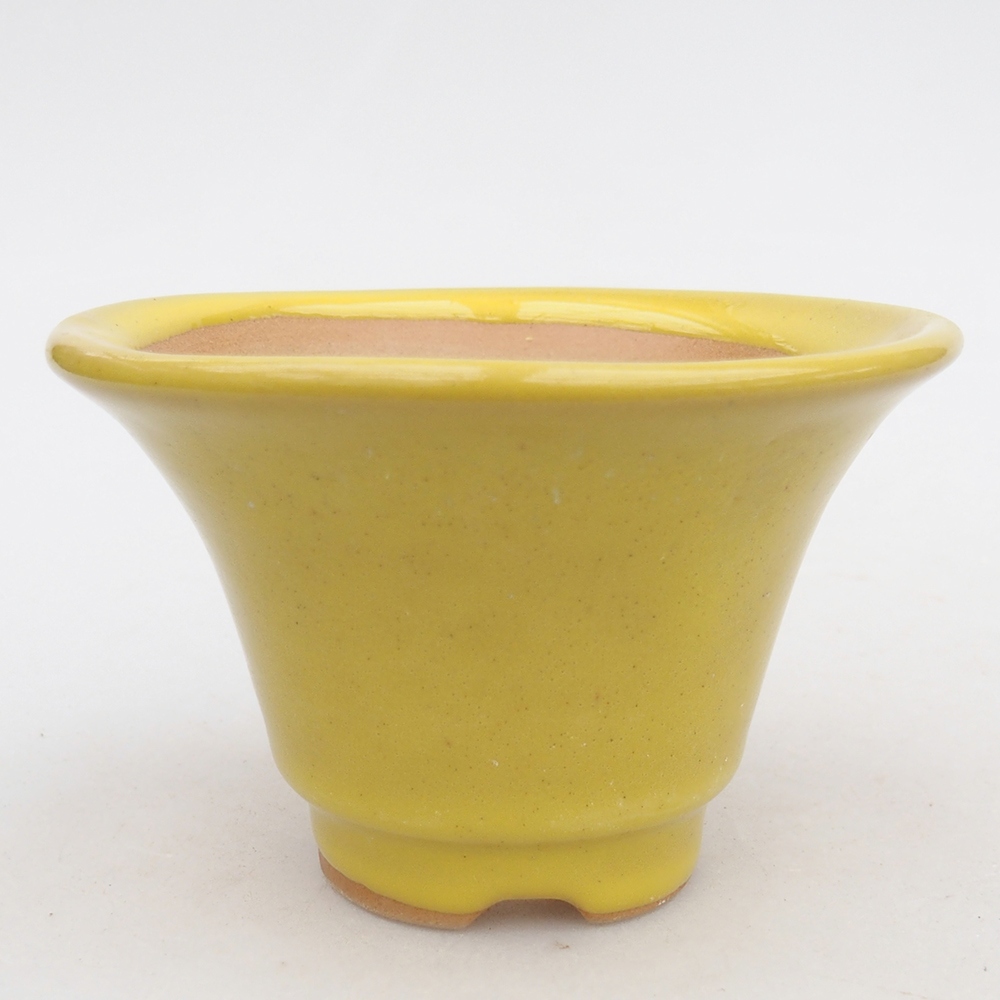 Keramická bonsai miska 10,5 x 10,5  x 7 cm, barva žlutá