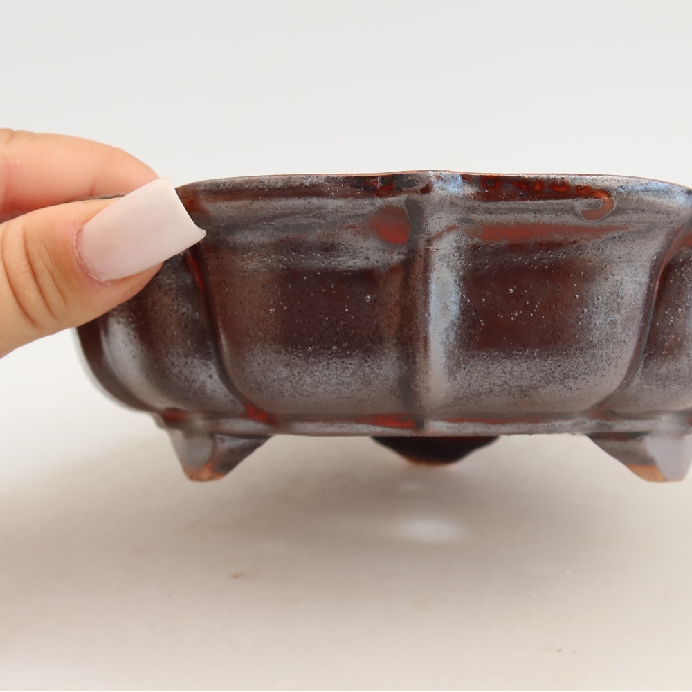 Keramická bonsai miska 18,5 x 18,5 x 5 cm, barva kovová