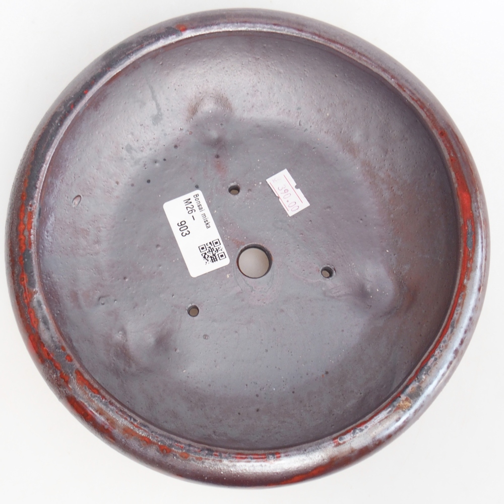 Keramická bonsai miska 21 x 21 x 6,5 cm, barva černočervená