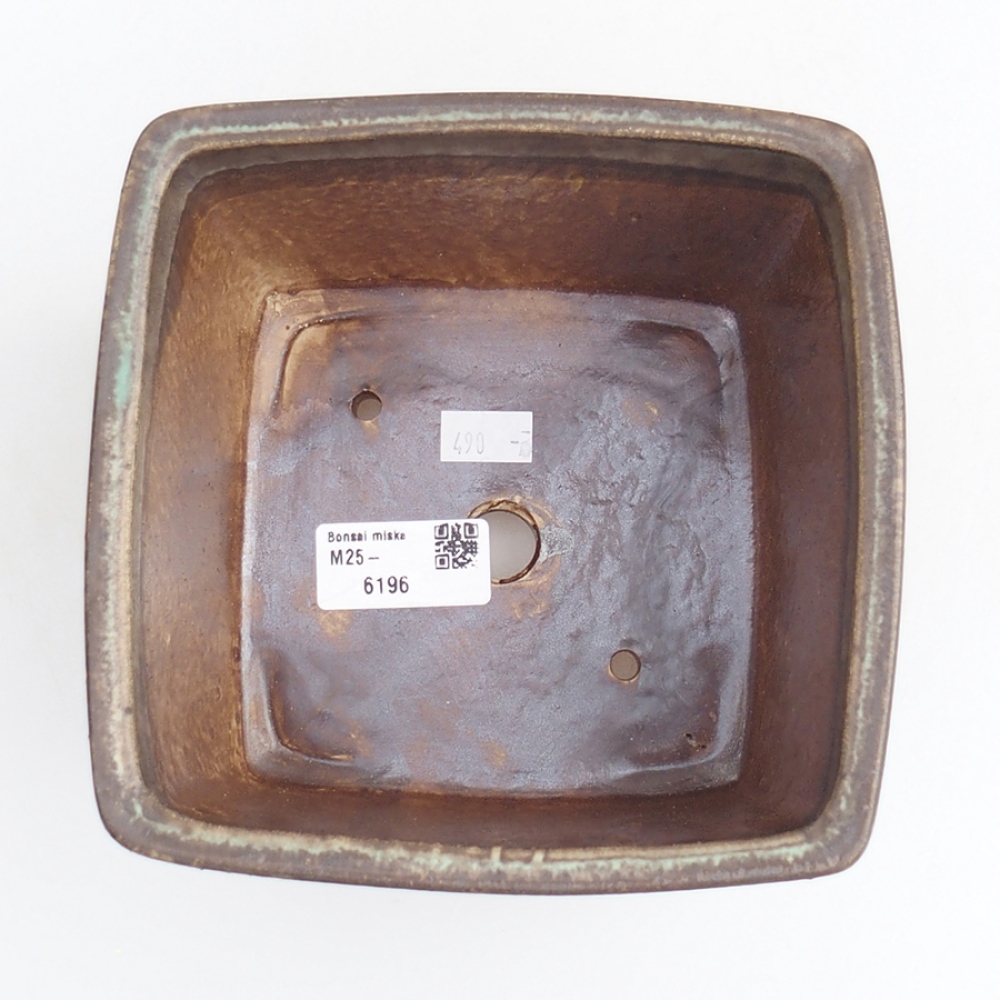 Keramická bonsai miska 15 x 15 x 9,5 cm, barva zelená