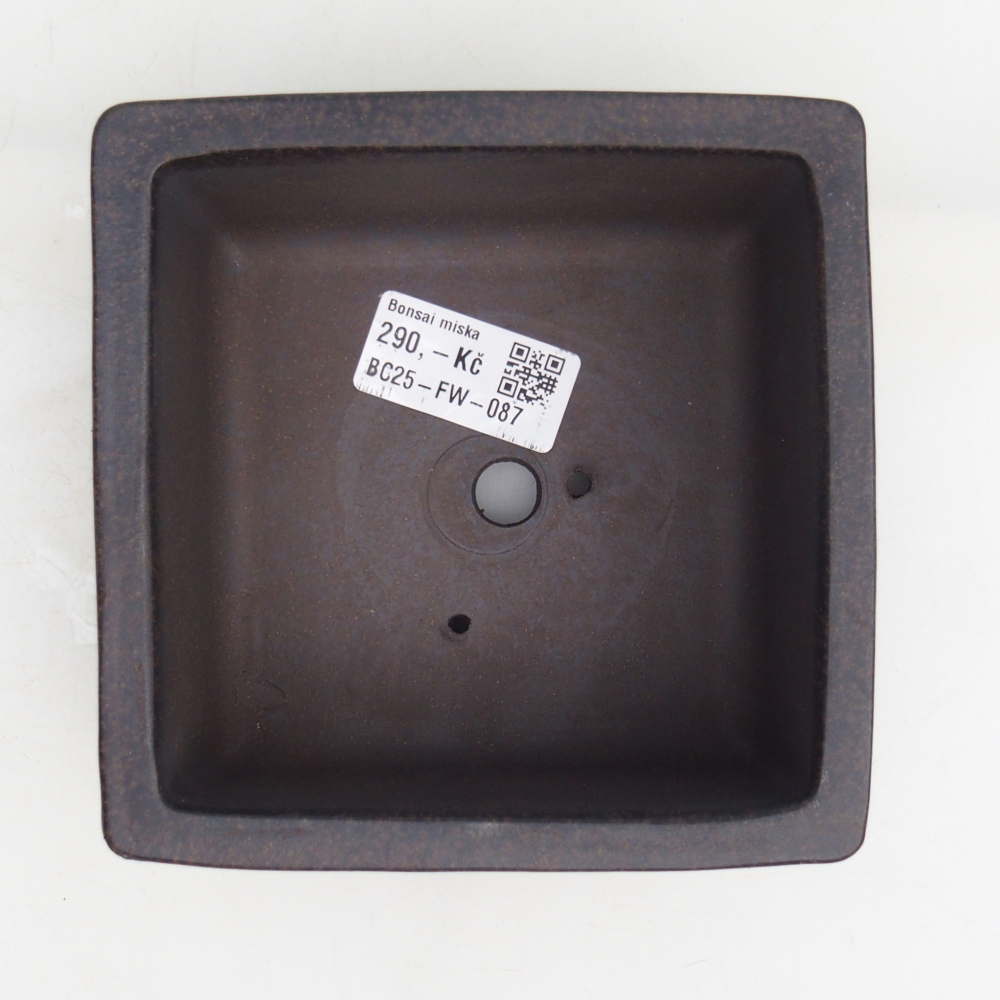 Keramická bonsai miska 12,5 x 12,5 x 6,5 cm, barva hnědookrová