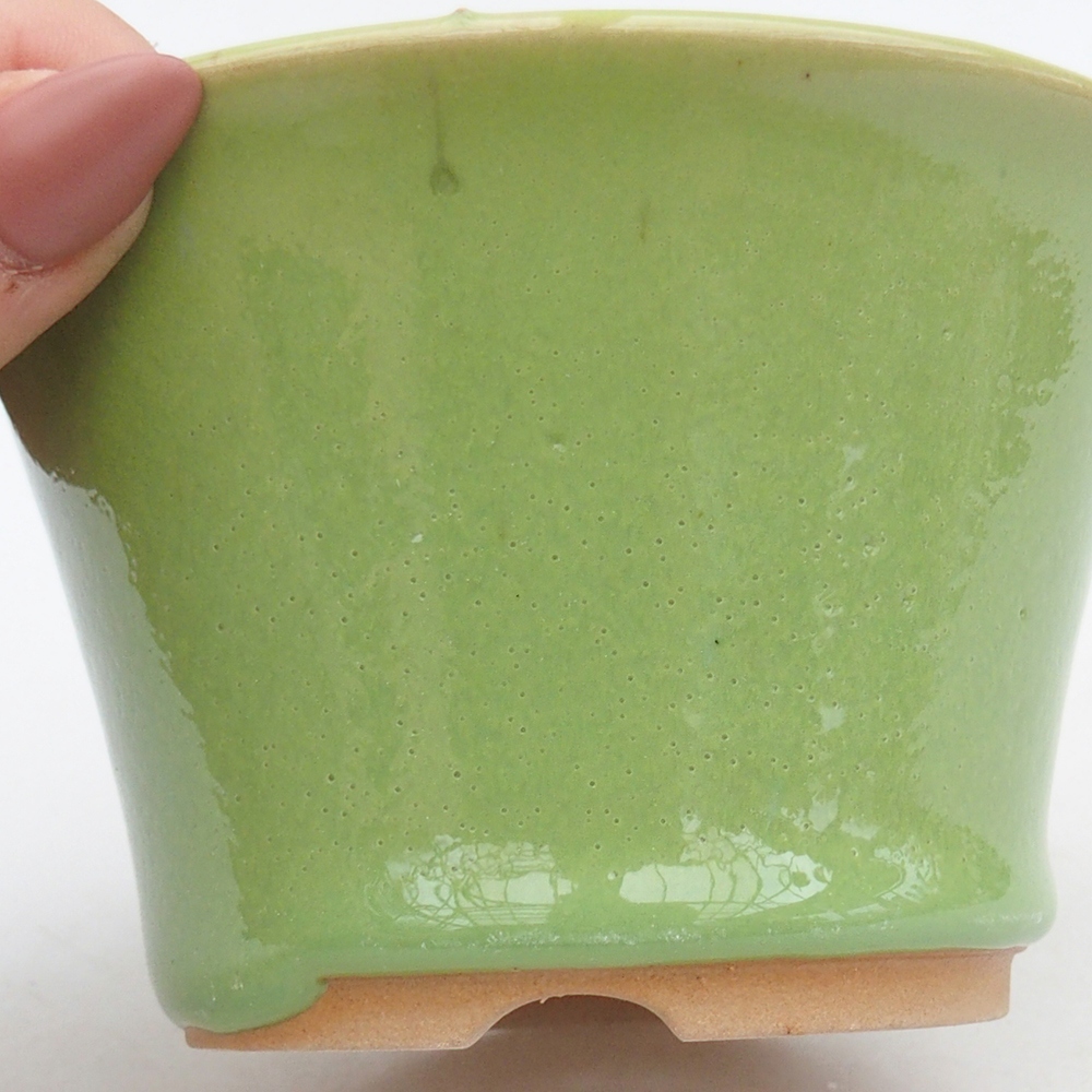 Keramická bonsai miska 11 x 11  x 7 cm, barva zelená