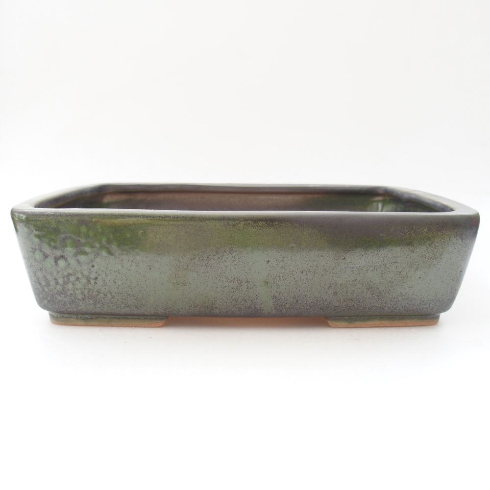 Keramická bonsai miska 26,5 x 20,5 x 6,5 cm, barva zelená